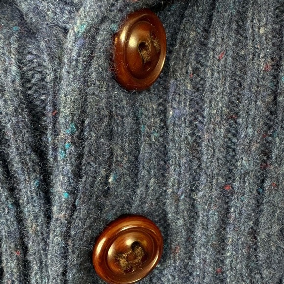 J Crew Size Medium Merino Wool Blend Sweater Shawl Collar Blue Heathered - Picture 4 of 6